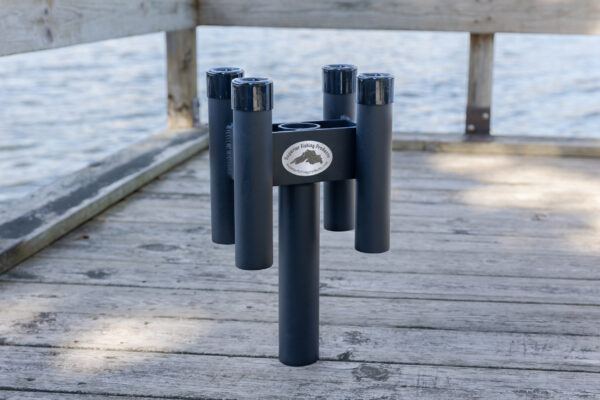 Four-place fishing rod holder - top-side view
